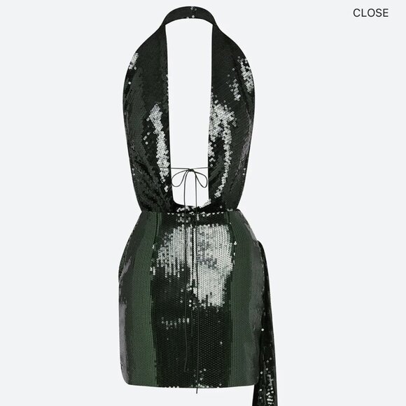 Alex Perry Halter Draped Wrap Mini Dress in Sequin - Picture 9 of 10